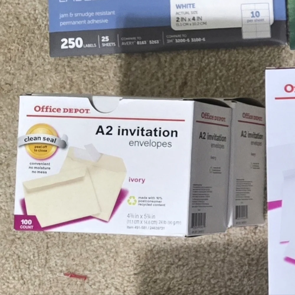 Ivory A2 Envelopes Box of 100